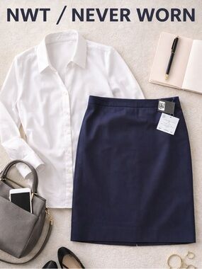 NWT Liz Claiborne Pencil Skirt 16 Navy Blue Classic Career Office Business
